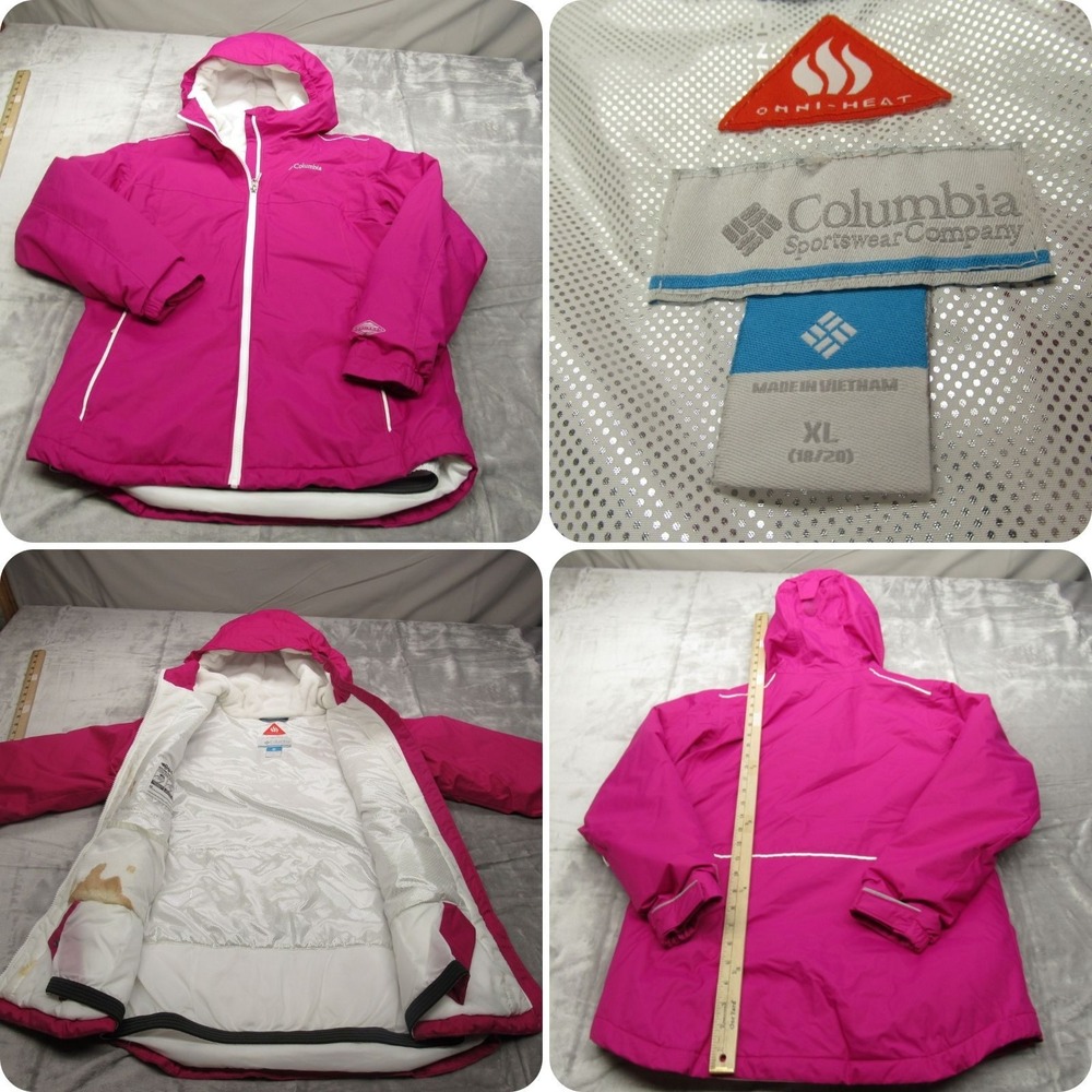 Columbia Jacket Girls XL 18/20 Dark‎ Pink Omni Heat Waterproof Insulated Hooded